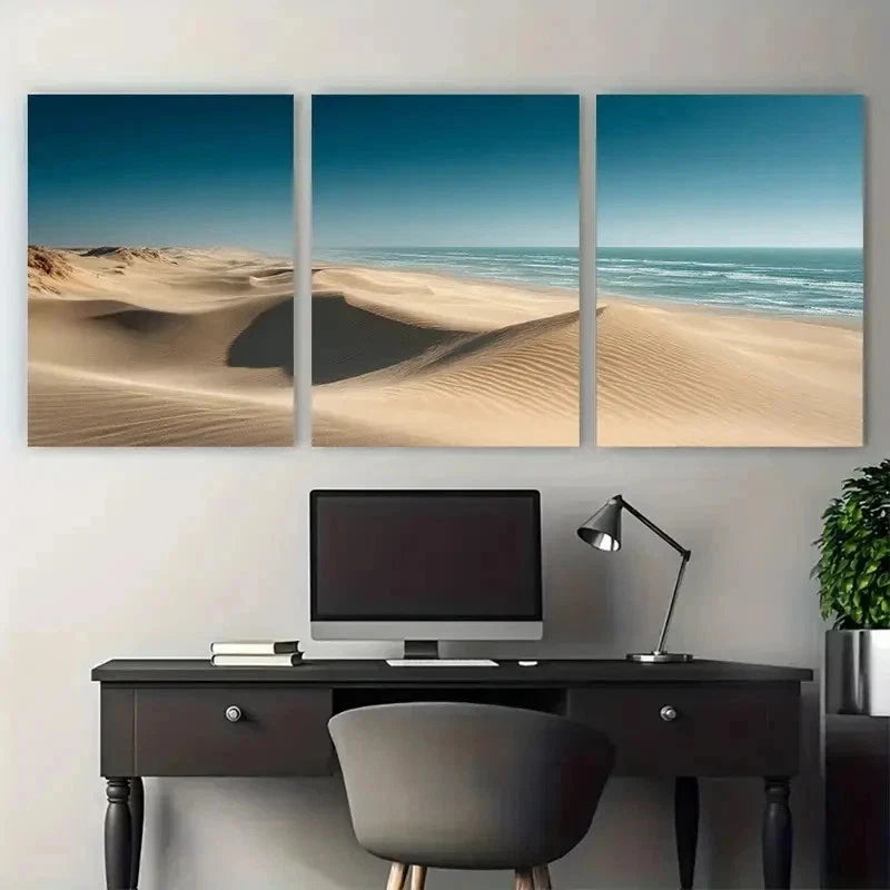 3pcs Beach Sea Sand Nature Landscape Perfect Wall Art Set Canvas Framed 50x70cm - High Quality Print 100% Australian Made Wall Canvas Ready to Hang - Bella Home Decor