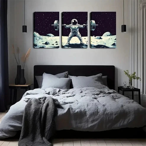 3pcs Stars in Dark Cosmic Illustration Style Wall Art Set Canvas Unframed - High Quality Print 100% Australian Made Wall Canvas Wall Art Set Canvas