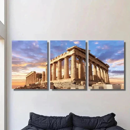 3pcs Acropolis And Parthenon of Greece Wall Art Set Canvas Unframed - High Quality Print 100% Australian Made Wall Canvas - Bella Home Decor