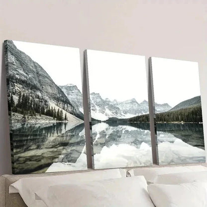 3pcs Moraine Snow Mountain & Lake View Wall Art Canvas Unframed - High Quality Print 100% Australian Made Wall Canvas