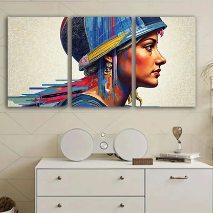 3pcs Portrait Of A Woman Dressed Wall Art Set Canvas Framed 40x60cm - High Quality Print 100% Australian Made Wall Canvas Ready to Hang