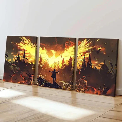 3pcs Magic Phoenix Wizard Retro Fantasy Wall Art Canvas Unframed – High Quality Print 100% Australian Made Wall Canvas