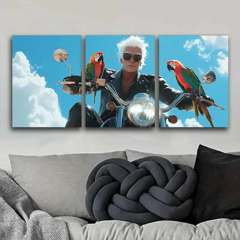 3pcs Featuring a Free Old Man Design Metal Print Ready to Hang Art