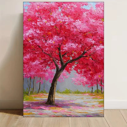Cherry Blossom Tree Oil Painting Metal Print Ready to Hang