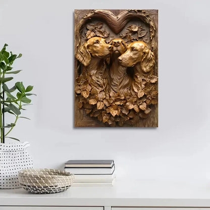 Irish Setter Dogs Among Heart Shaped Painting 40x60cm Metal Print Ready to Hang - Bella Home Decor