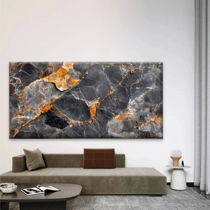 Black Marble Texture Gold Veins Wall Art Canvas Office Home Room Framed 120x60cm