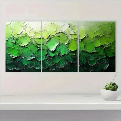 3pcs Abstract Green & White Textured Canvas gj Wall Art Set Canvas Framed 50x70cm - High Quality Print 100% Australian Made Wall Canvas Ready to Hang - Bella Home Decor