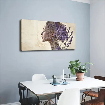 Elegant Woman Lavender Hair Wall Art Canvas Office Home Room Framed 120x60cm
