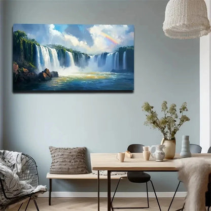 Stunning Rainbow Waterfall Wall Art Canvas Office Home Room Framed 120x60cm