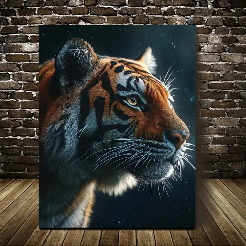 Beautiful Charming Tiger Suitable Painting 40x60cm Metal Print Ready to Hang - Bella Home Decor