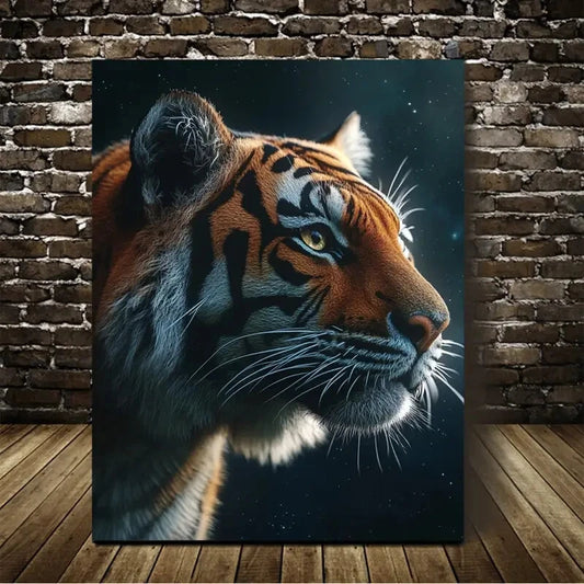 Beautiful Charming Tiger Suitable Painting 40x60cm Metal Print Ready to Hang - Bella Home Decor