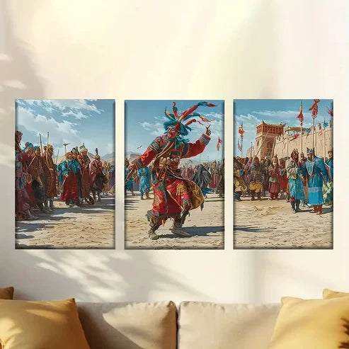3pcs Mysterious Oriental Performer Wall Art Set Canvas Unframed - High Quality Print 100% Australian Made Wall Canvas