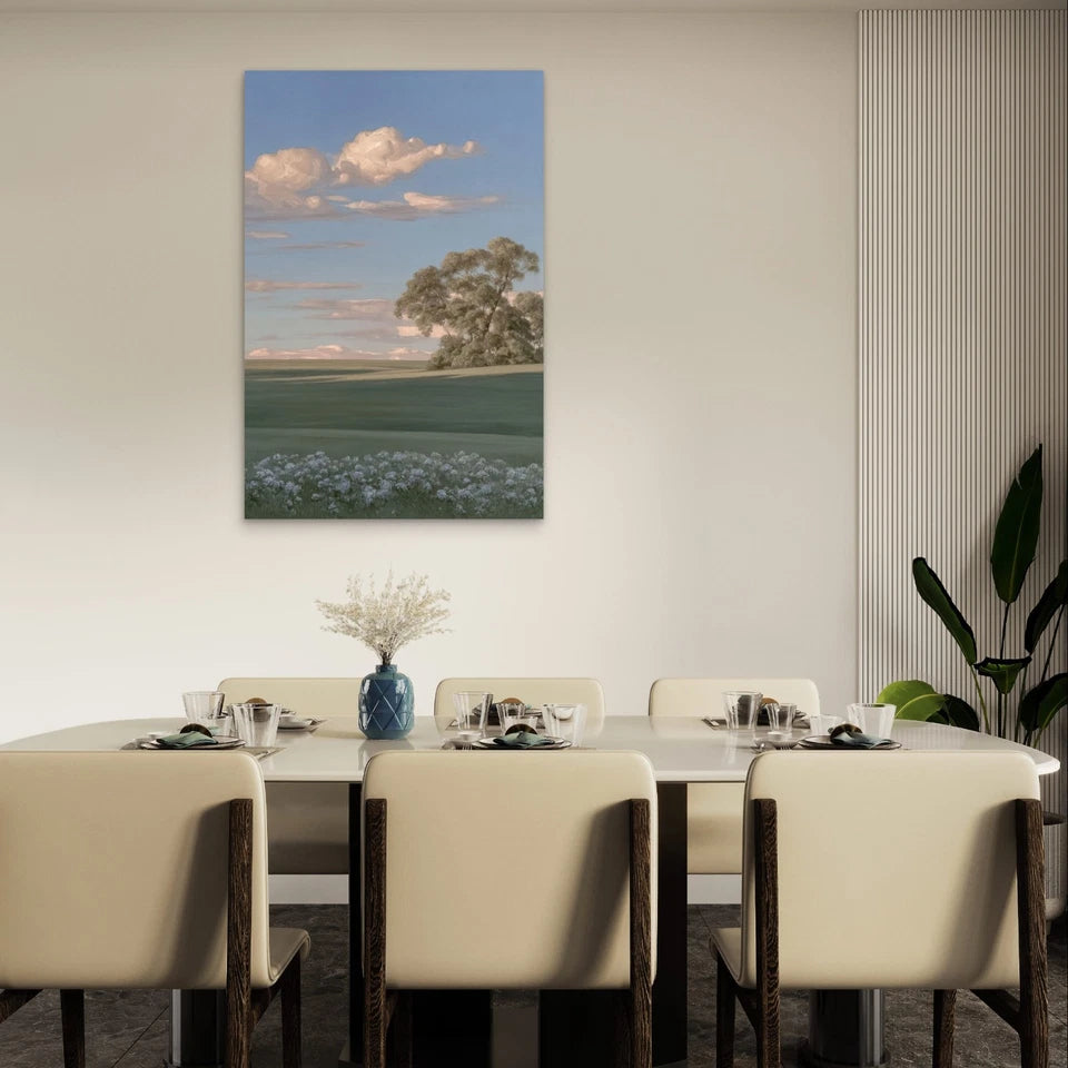 Classical Soft Landscape with Tree Flowers 40x60cm Metal Print Ready to Hang