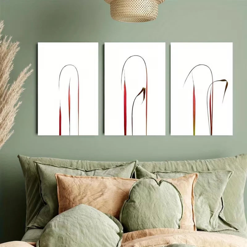 3pcs Abstract Botanical Leaf Wall Art Set Canvas Framed 50x70cm - High Quality Print 100% Australian Made Wall Canvas Ready to Hang