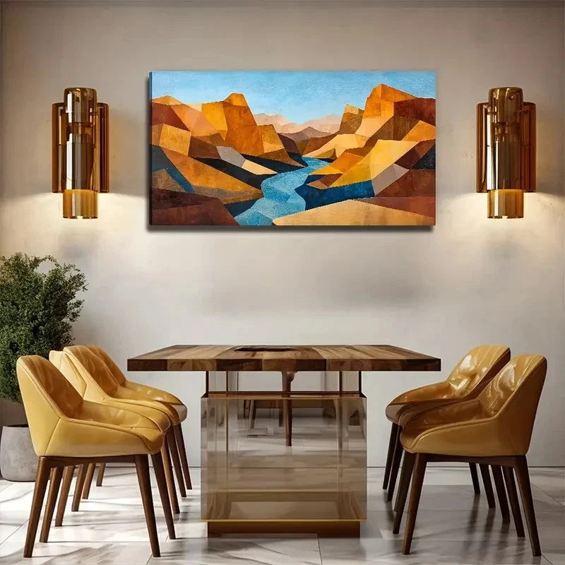 Mountain And Stream Perfect Wall Art Canvas Office Home Room Framed 120x60cm
