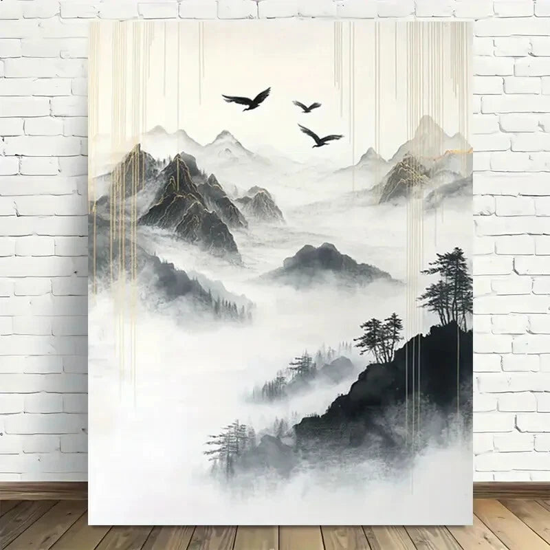 Beautiful Modern Abstract Landscape Mountain Painting 40x60cm Metal Print Ready to Hang - Bella Home Decor