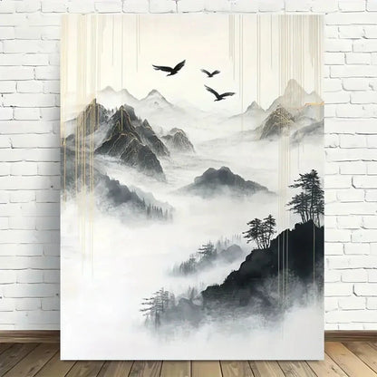Beautiful Modern Abstract Landscape Mountain Painting 40x60cm Metal Print Ready to Hang - Bella Home Decor