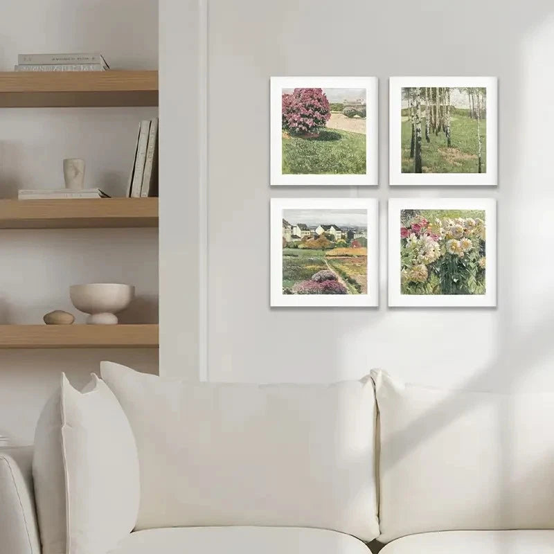 4pcs Dorm Wall Art Set, Pastel Gallery Wall Set Wall Art Canvas Framed