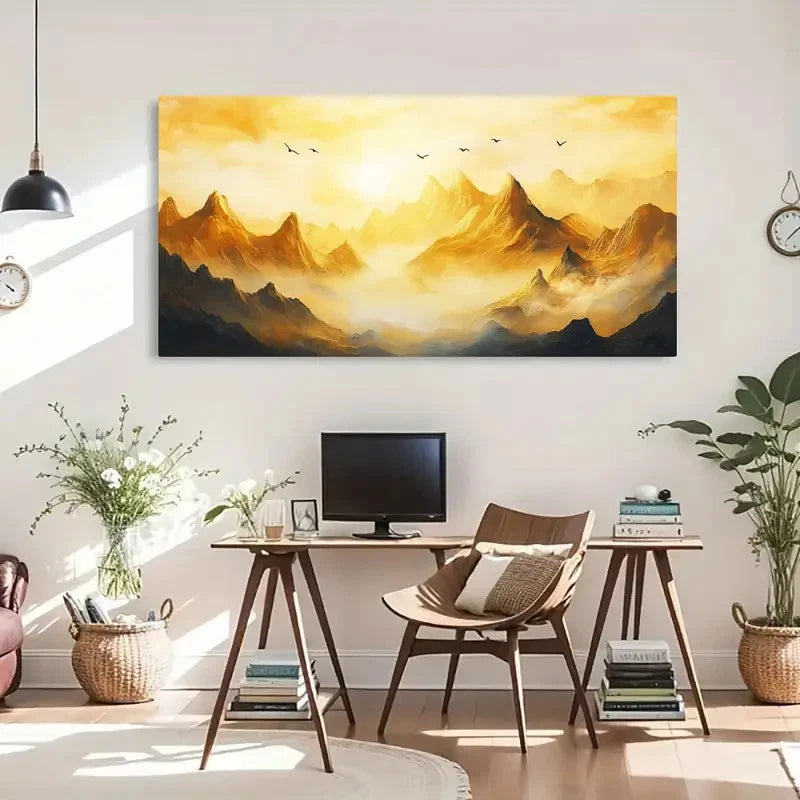 Mountain and Flying Birds Wall Art Canvas Office Home Room Framed 120x60cm