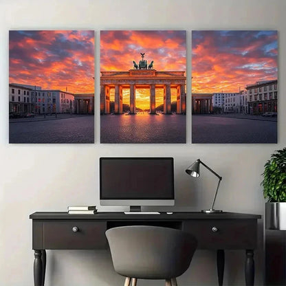 3pcs Brandenburg Gate Germany Perfect Wall Art Set Canvas Framed 50x70cm - High Quality Print 100% Australian Made Wall Canvas Ready to Hang - Bella Home Decor