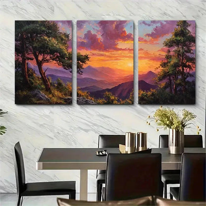 3pcs Sunrise Landscape Tree Scenery Perfect Wall Art Set Canvas Framed 40x60cm - High Quality Print 100% Australian Made Wall Canvas Ready to Hang - Bella Home Decor