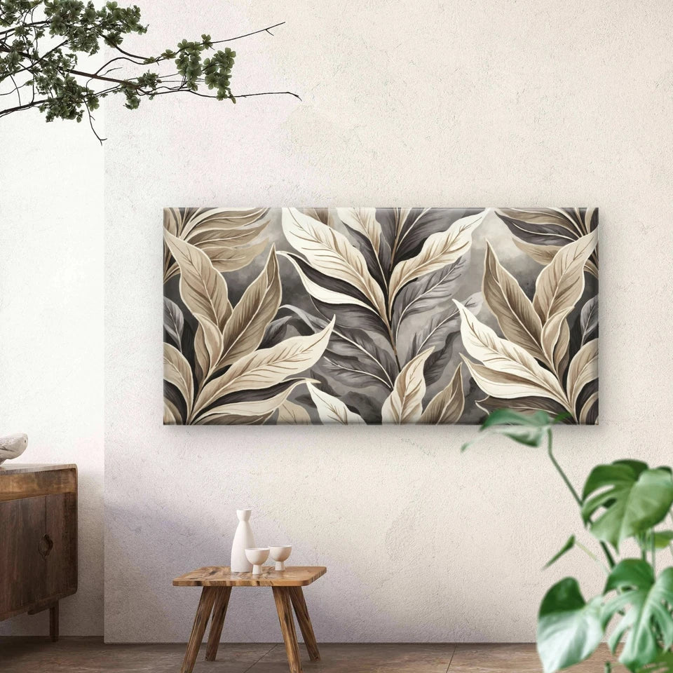 Leaf Modern Abstract Wall Art Canvas Office Home Room Framed 120x60cm - Bella Home Decor
