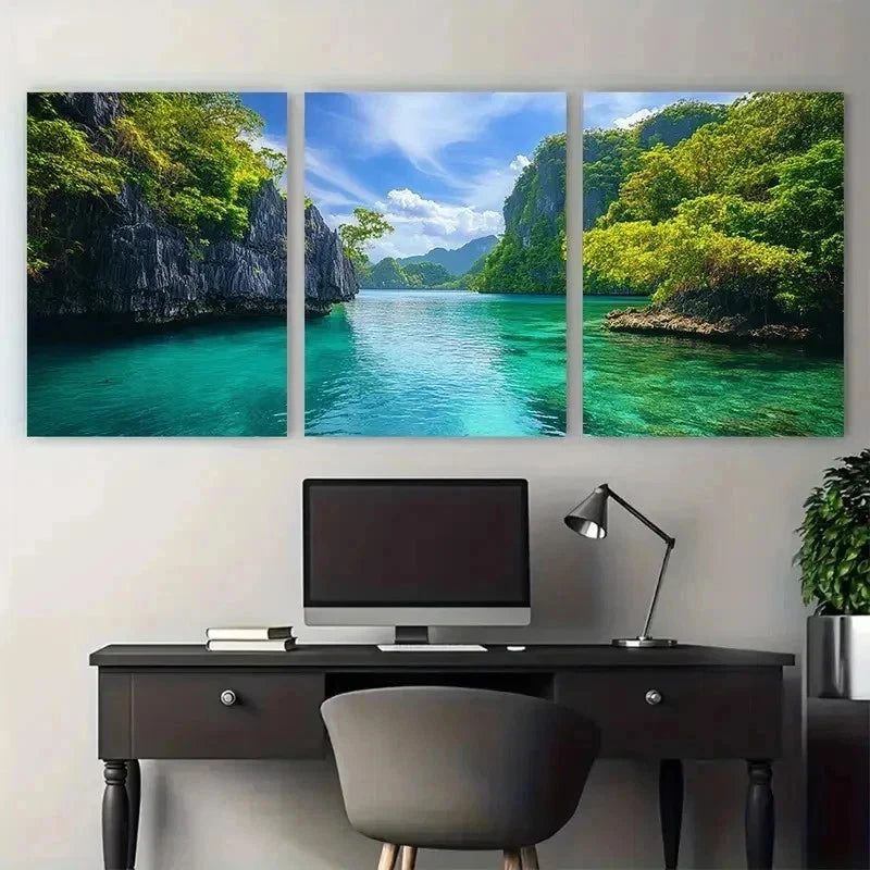 3pcs Philippines Travel Palawan Decor Perfect Wall Art Set Canvas Framed 50x70cm - High Quality Print 100% Australian Made Wall Canvas Ready to Hang - Bella Home Decor