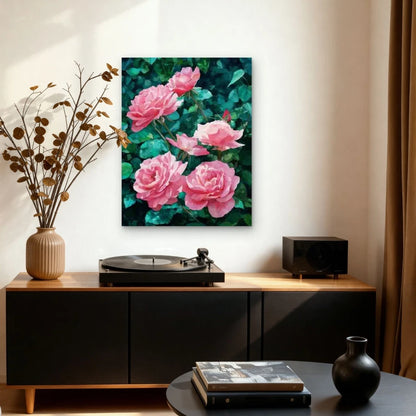 Oil Painting of a Rose Garden 60x90cm Metal Print Ready to Hang