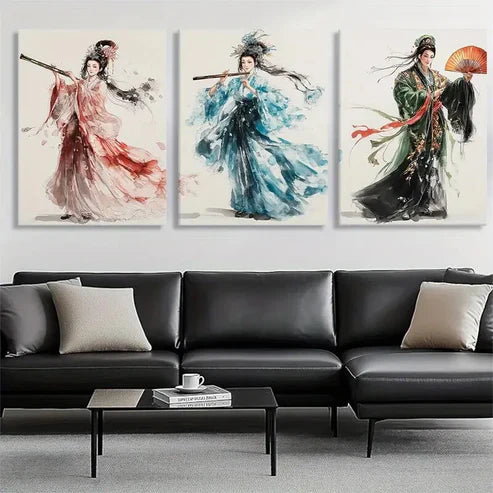 3pcs Traditional Women Elegant Flown Perfect Wall Art Set Canvas Unframed - High Quality Print 100% Australian Made Wall Canvas