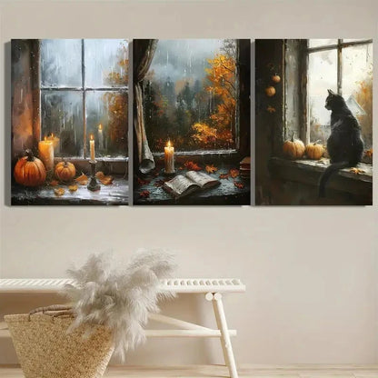 3pcs Dark Academia Style, Gothic Retro Wall Art Set Canvas Framed 50x70cm - High Quality Print 100% Australian Made Wall Canvas Ready to Hang - Bella Home Decor