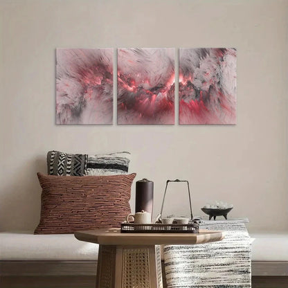 3pcs Abstract Pink Cloud Fantasy Metal Print Ready to Hang Art - Bella Home Decor
