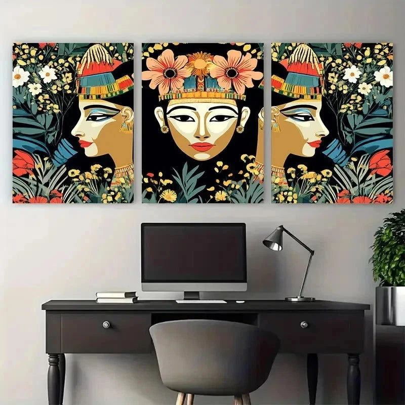 3pcs Egypt Posters Vintage Egyptian Perfect Wall Art Set Canvas Framed 50x70cm - High Quality Print 100% Australian Made Wall Canvas Ready to Hang - Bella Home Decor