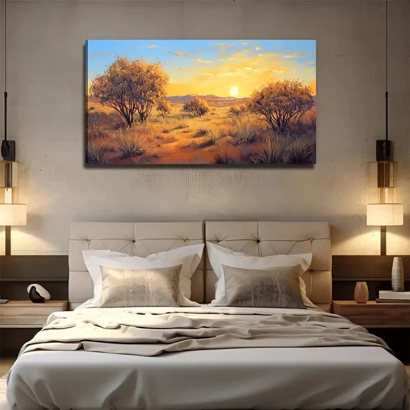 Desert Sunset Suitable Wall Art Canvas Office Home Room Framed 120x60cm
