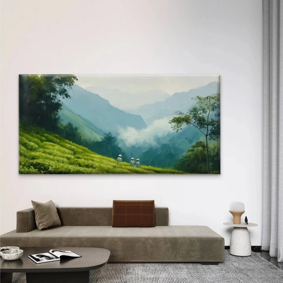 Chinese Tea Plantation Wall Art Canvas Office Home Room Framed 120x60cm