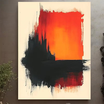 Orange & Red Modern Minimalist Painting Metal Print Ready to Hang