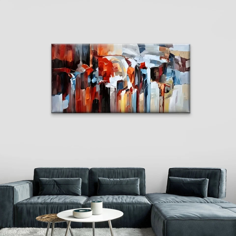 Modern Abstract Urban Wall Art Canvas Office Home Room Framed 120x60cm