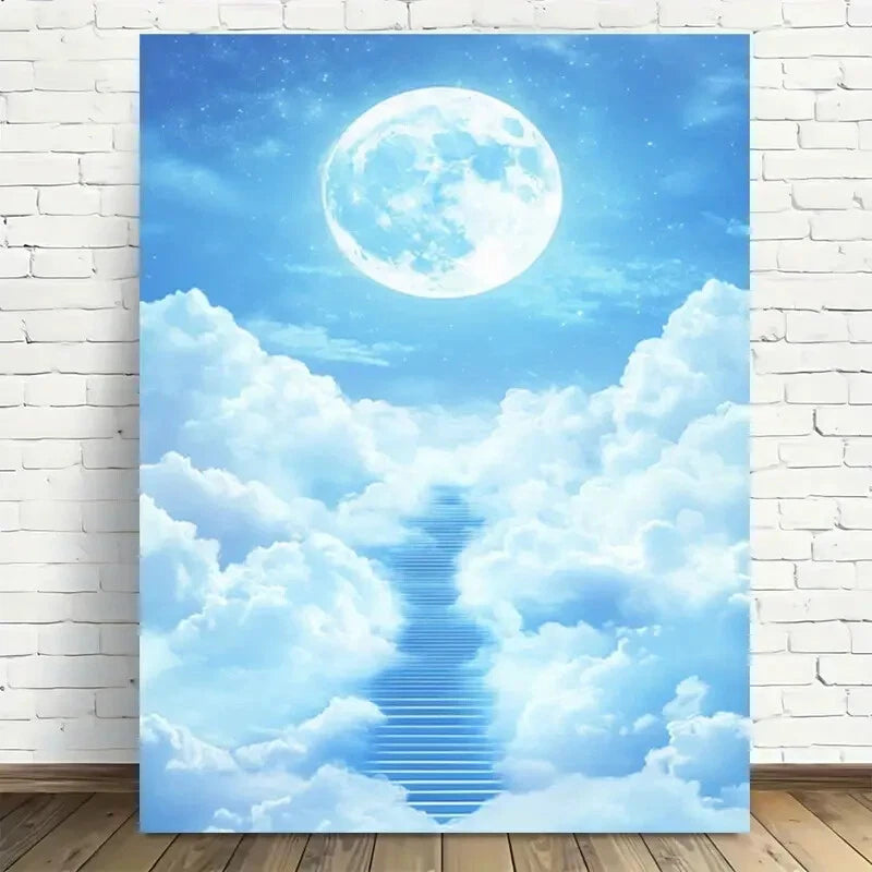 Beautiful Stairway To The Moon Sky Painting 40x60cm Metal Print Ready to Hang - Bella Home Decor