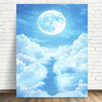 Beautiful Stairway To The Moon Sky Painting 40x60cm Metal Print Ready to Hang - Bella Home Decor