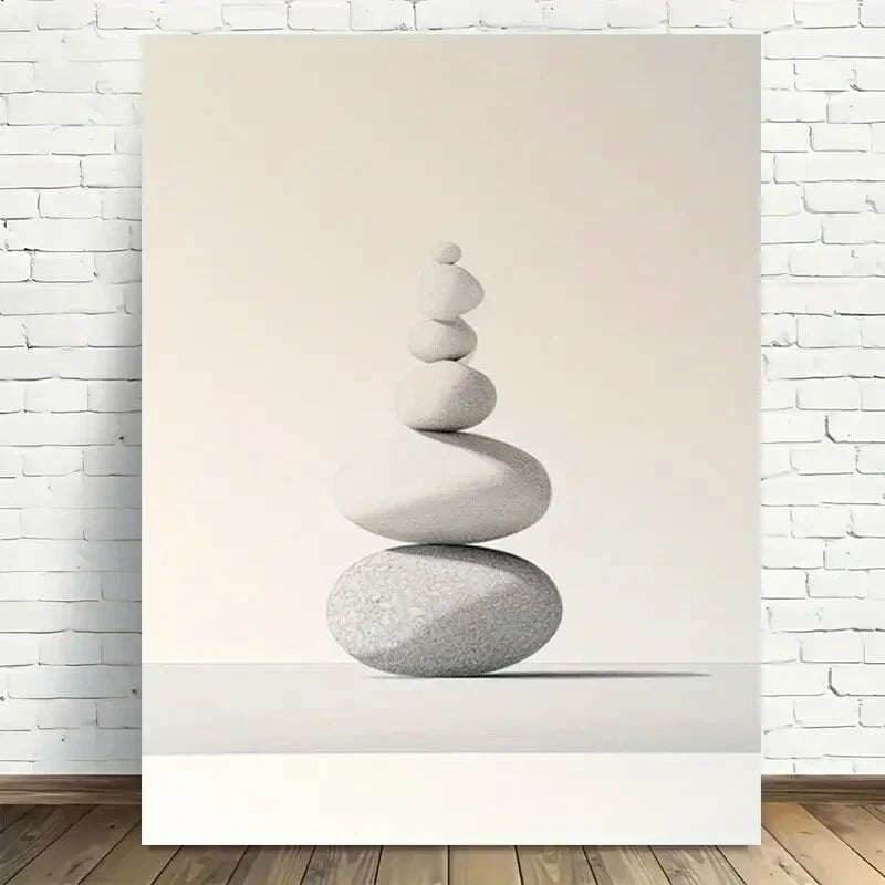 Beautiful Modern Minimalist Stone Balance Painting 40x60cm Metal Print Ready to Hang - Bella Home Decor