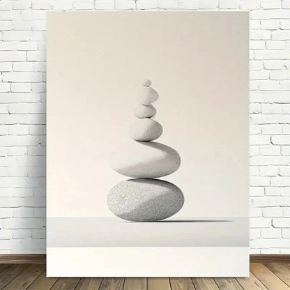 Beautiful Modern Minimalist Stone Balance Painting 40x60cm Metal Print Ready to Hang - Bella Home Decor