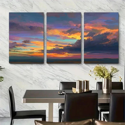 3pcs Serene Sunset Romantic Scene Perfect Wall Art Set Canvas Framed 50x70cm - High Quality Print 100% Australian Made Wall Canvas Ready to Hang