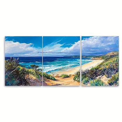 3pcs Margaret River Beach Art Australia  Wall Art Set Canvas Framed 60x90cm - High Quality Print 100% Australian Made Wall Canvas Ready to Hang