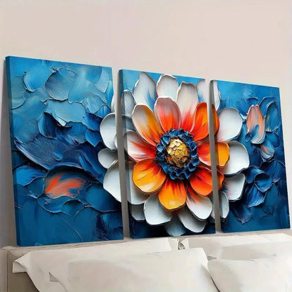 3pcs Dahlia Painting Flowers Original Art  FG   Wall Art Set Canvas Framed 50x70cm - High Quality Print 100% Australian Made Wall Canvas Ready to Hang - Bella Home Decor