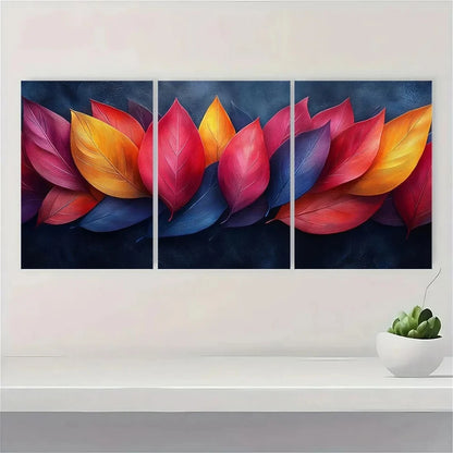 3pcs Modern Abstract Leaves Metal Print Ready to Hang Art - Bella Home Decor