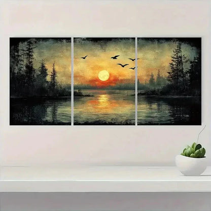 3pcs Vintage Engraving Serene Birds  Wall Art Canvas Unframed – High Quality Print 100% Australian Made Wall Canvas