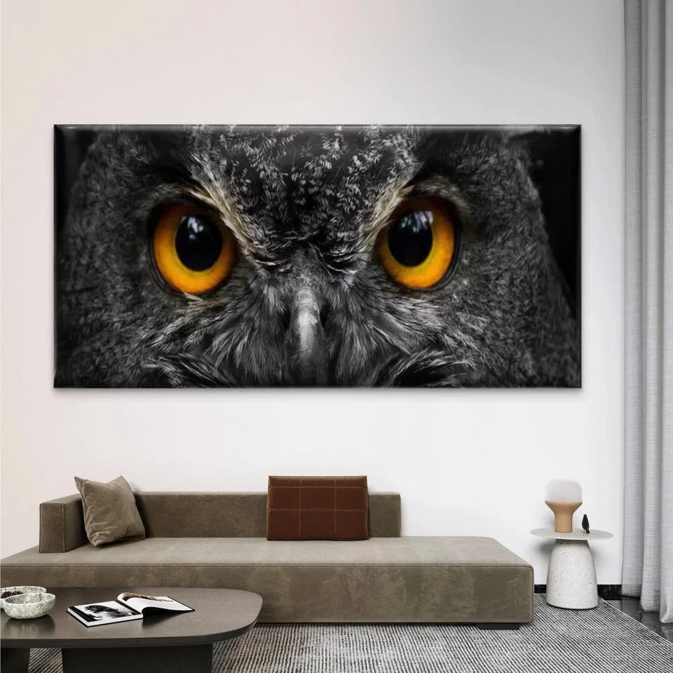 Minimalist & Golden Owl Eyes Wall Art Canvas Office Home Room Framed 120x60cm