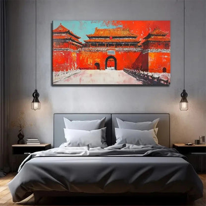 Oriental Architecture Wall Art Canvas Office Home Room Framed 120x60cm