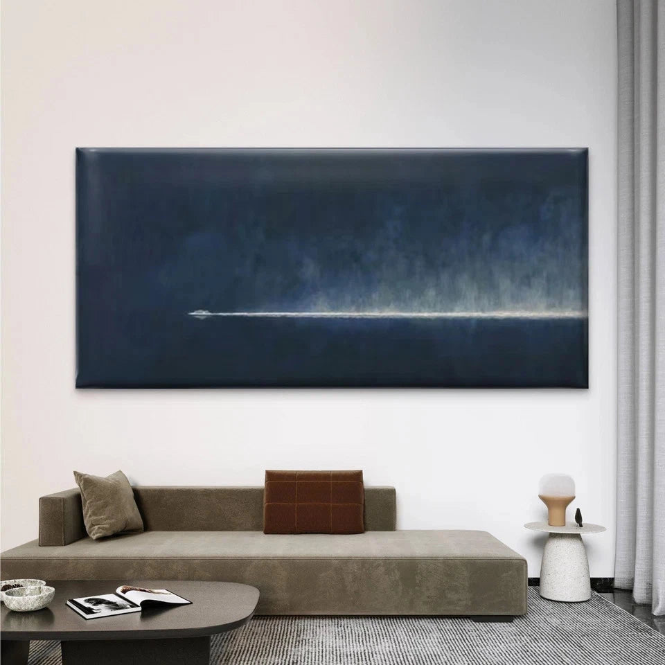 White Boat & Ocean Wave Wall Art Canvas Office Home Room Framed 120x60cm