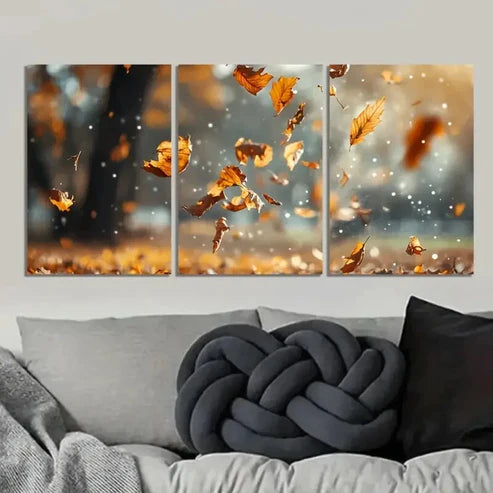 3pcs "Whisper of Leaves in the Breeze" Autumn Wall Art Set Canvas Unframed - High Quality Print 100% Australian Made Wall Canvas - Bella Home Decor