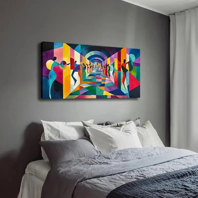 Colorful Stairway Figures Décor Wall Art Canvas Office Home Room Framed 120x60cm - Bella Home Decor
